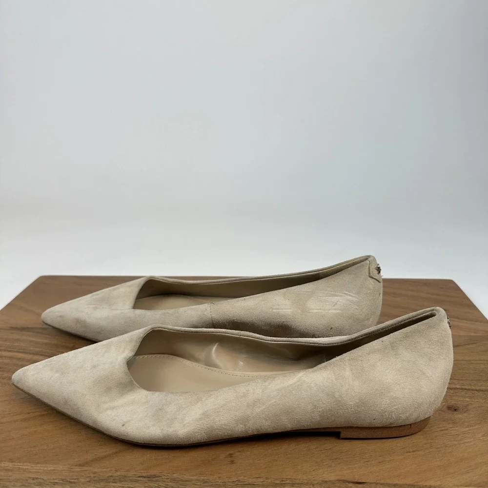 Womens Sam Edelman Wanda Ivory Suede Pointed Toe Ballet Flats Shoes Size 7 M GUC